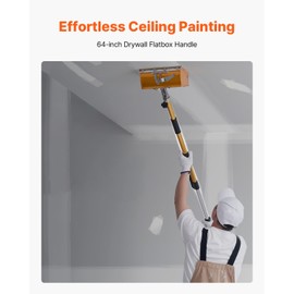 VEVOR Flat Box Handle, 40-64 in Adjustable Length, Drywall Flat Finishing Extension Handle, with Anodized Aluminum Construction, 360° Unrestricted Painting, Non-Slip Grip, for Wallboard, Plasterboard