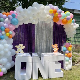 ShinyBeauty Purple and Silver Sequin Backdrop Curtains, 4 Panels 2FTx8FT, Photograph Backdrop Sparkle Backdrop Luxurious Wedding Birthday Background Drapes