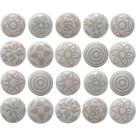 Craft Kart Set of 20 Off White Decorative Pull Knobs for Door, Drawer, Cabinet, Wardrobe, Cupboard