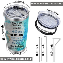 CWEGSJ Seahorse Gift Ocean Theme 20oz Tumbler with Lid and Straw Stainless Steel Insulated Tumbler Seahorse Lover Gift Ocean Animal Gift (Seahorse-Live a Life)