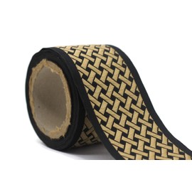 3.8 Yards Spool 2.7" Gold & Black Knot Embroidered Drapery Trim Jacquard Ribbon for Your Drapes Curtains Drapery Banding Trim Tape V7 179
