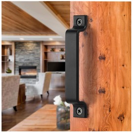 Li-TianFeng 6.42" Barn Door Handles - Gate Pulls for Wooden Fences Shed Garage Sliding Door - Pull Handle Rustic Farmhouse Industrial Style - Outdoor Indoor Exterior and Interior Pulls - Black 4pcs