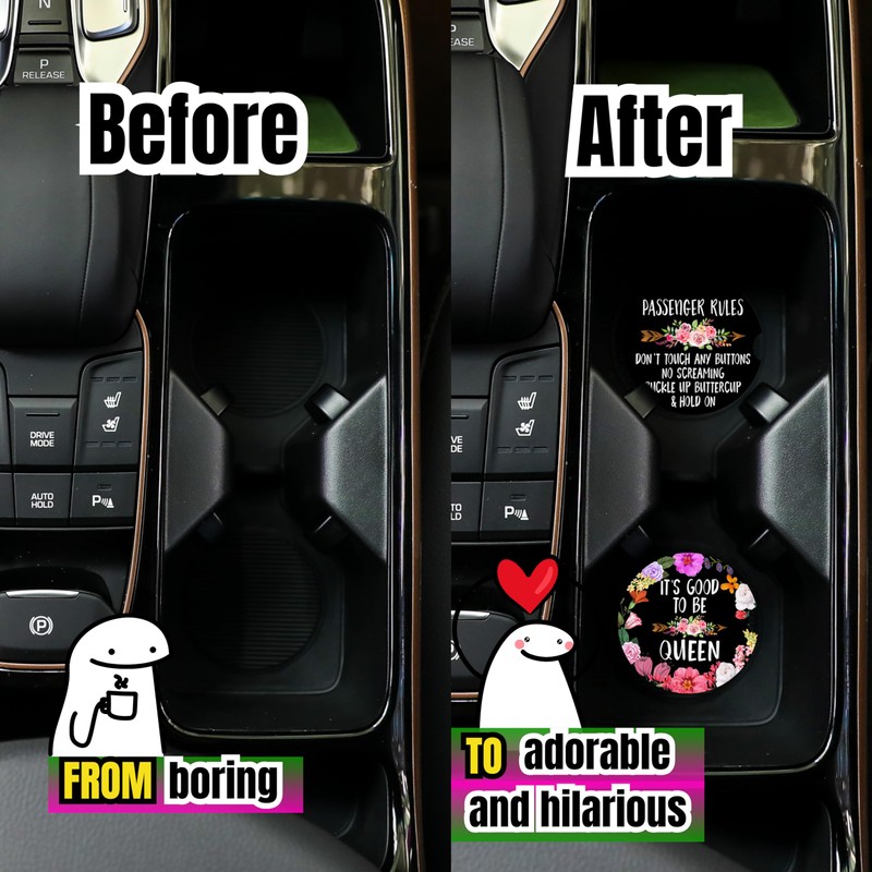 UpnowPro Funny Car Coasters for Cup Holders - 2 Pack,