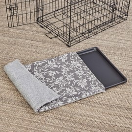 Midwest Quiet Time Reversible Crate Pan Cover 24" Gray Floral/Fleece