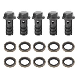 TKSE Brake Hollow Bolt, Pack of 5 M10 x 1.0 mm Motorcycle Hollow Screws and Washers Made of Iron Suitable for Brake Caliper Master Cylinder (M10 x 1 mm)