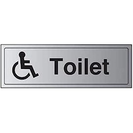V Safety General Door-Disabled Toilet Sign - 300mm x 100mm - 3mm Brushed Alu Comp