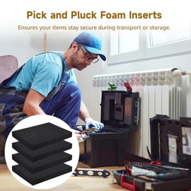 Pick and Pluck Foam Inserts, 4 PCS High Resilience Pre-Cubed Sheets - Shock Absorption Liners for Toolboxes & Craft Storage, Protective Polyethylene Padding Set