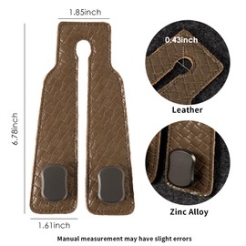 KINIVA Car Seat Headrest Storage Hooks, Set of 2, Suede PU Leather, Double Hooks (07-Khaki)