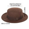 Wide-Brim-Felt-Panama-Fedora-Hat with Flat-Top-Pork-Pie Cap for Women Men (Size:M) Coffee