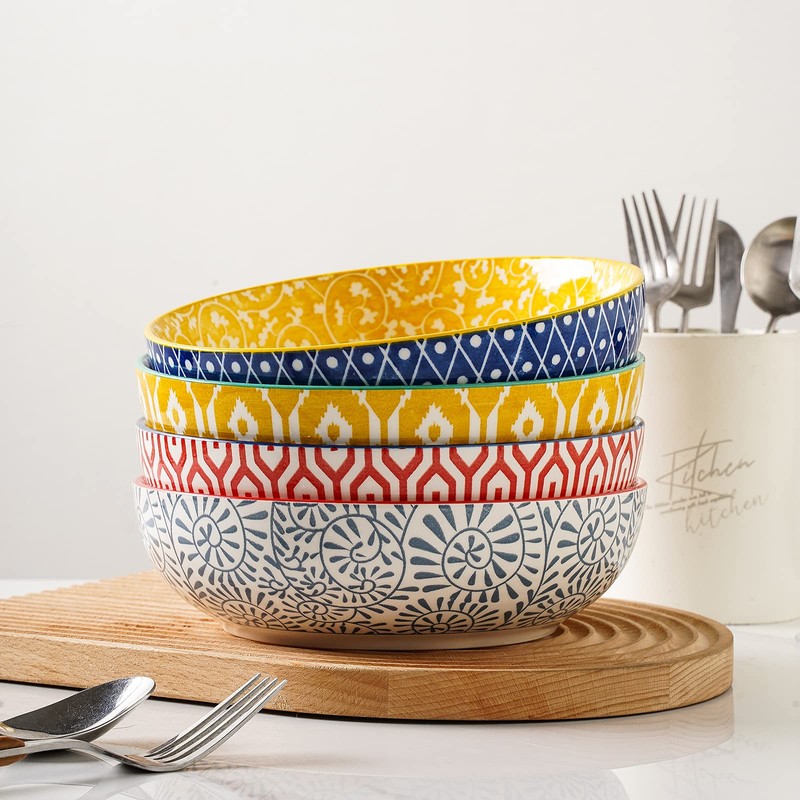 Selamica Ceramic 30 Ounce Large Pasta Bowls 8 inch Serving