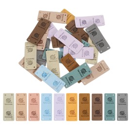 sourcing map 50pcs PU Leather Label, Sewing Embossed Tags Embellishment Knit DIY Accessories for Jeans Bags Shoes Hats (10 Colors)