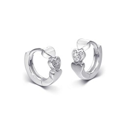 S.Leaf Hoop Earrings for Women Heart Hoop Earrings Sterling Silver Hoop Earrings Huggie Earrings 14k Gold Plated Cubic Zirconia Small Hoop Earrings
