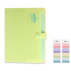 Meekye Expanding File A4 with 12 Compartments and 16 Labels Document Folder A4 Organiser System Document Organiser for Home, Office, School, Receipts and Travel, Yellow