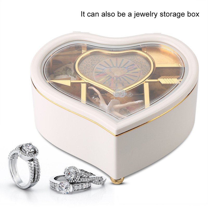 Heart shaped Dance Ballet Music Box Jewelry Spinning Music Box