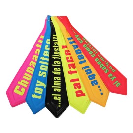 24 Corbatas Para Fiestas Con Frases Colores Neon