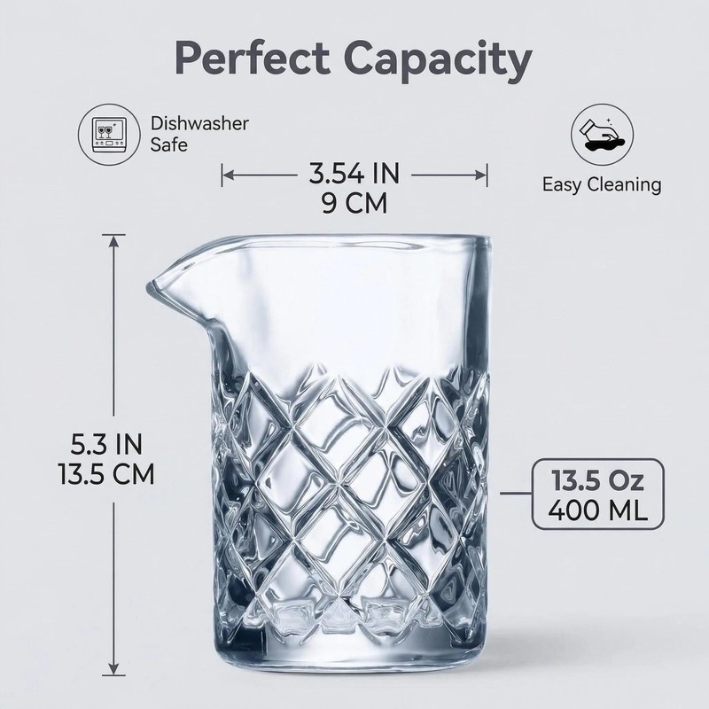 Fioance Cocktail Mixing Glass Set, Bar Mixing Set with 13.5oz