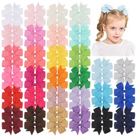 Jollybows 60pcs 3" bows for girls Alligator Clips Grosgrain Ribbon baby hair accessories for Baby Girls Toddlers Newborn Infant
