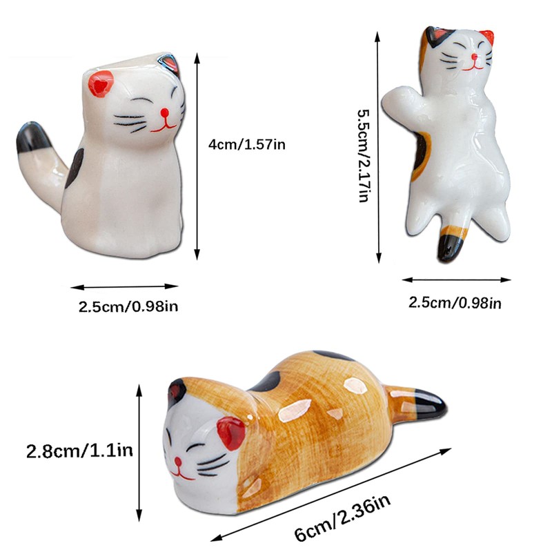 6 Pieces Ceramic Chopsticks Rest Ceramic Cat Chopsticks Rest for