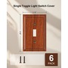 TREEWELL 6-Pack Single Toggle Light Switch Covers Wall Plate, Wood
