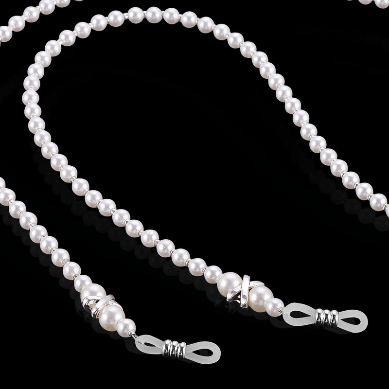 OCR White Pearl Beaded Eyeglass Chain , Eyewear Sunglasses Cord