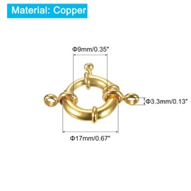 uxcell Spring Ring Clasps, 10Pcs 17mm Brass Round Closed Spring Ring Clasps Connectors for DIY Necklace Bracelets Jewelry Making, Golden Tone