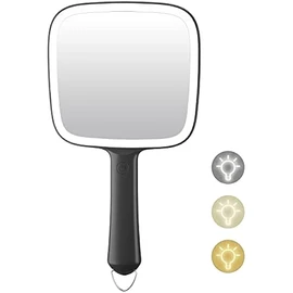 Hand Mirror with 3 Light Color & Dimmable, Lighted Handheld Mirror, Lightweight & Durable, Portable & Hangable for Makeup Application, Hair Styling, Shaving, Battery Operated, Travel Essentials