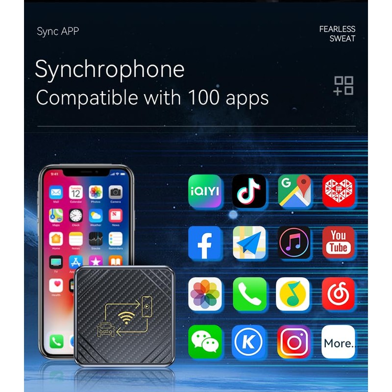 TKMARS CarPlay Wireless Adapter, 2-in-1 Wireless CarPlay Dongle Box for