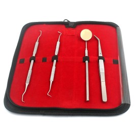 OdontoMed2011® PROFESSIONAL GRADE DENTAL TOOLS KIT OF 4 - INCLUDES DENTAL PICK, DENTAL SICKLE, DENTAL TWEEZER, AND MOUTH MIRROR - DENTAL HYGEINE KIT - BY ODM