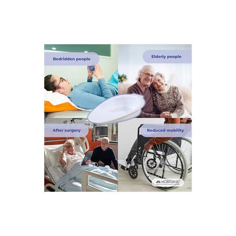 Mobiclinic®, Bedpan, Intimate Hygiene, Hemorrhoids, Postpartum, Seniors, 41x28x10 cm, 2500