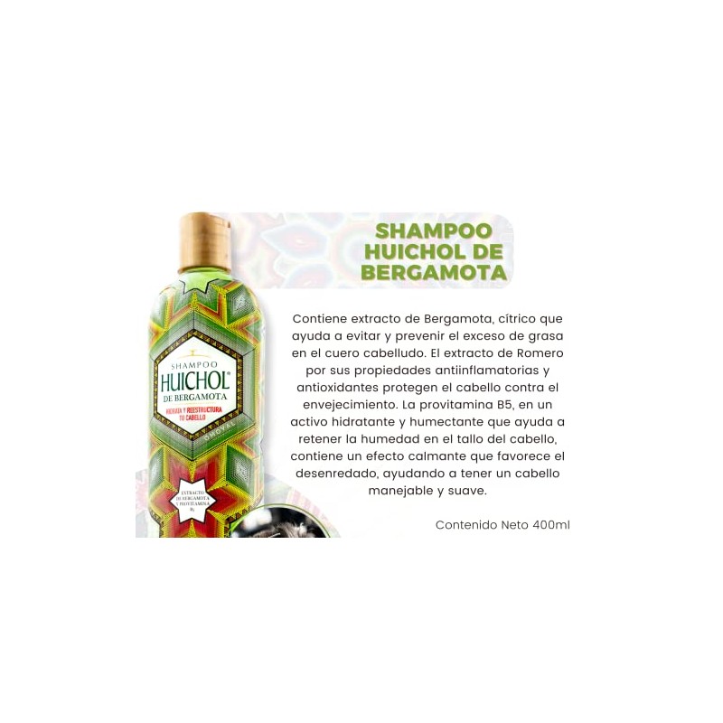 Shampoo Huichol Bergamota Té Verde (crecimiento) 400 Ml