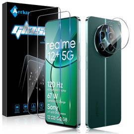 Aerku Schutzfolie für Realme 12 Plus 5G für Panzerglas, 2 Stück Schutzglas und 2 Stück Kameraschutz, 0.33mm Ultra-klar Folie, 9H Härte Anti-Kratzen Anti-Bläschen Displayschutz