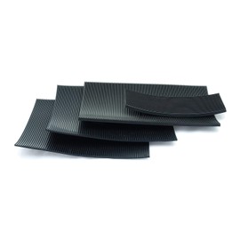 Fine Fluted Black Ribbed Rubber Matting 3mm Thick: Size A4 (297mm x 210mm)