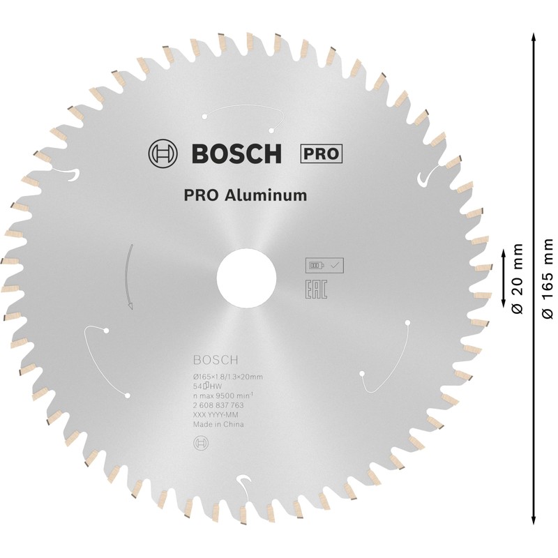 Bosch Professional Circular Saw Blade Standard (for Aluminium, 165 x