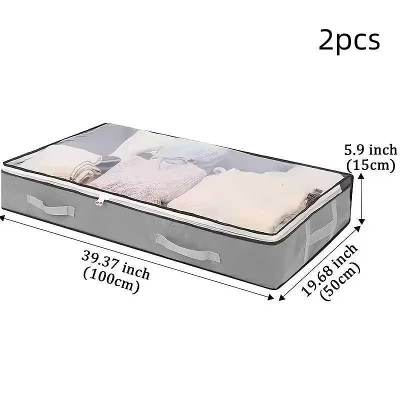 1pc/2pcs/3pcs Dustproof Under Bed Storage Box with Reinforced Handles for