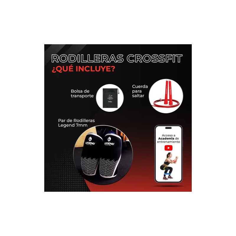 Par De Rodilleras Crossfit 7mm Con 1 Cuerda De Saltar