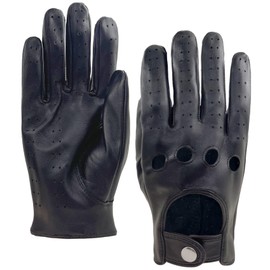 Zjjseloru Mens Genuine Lambskin Leather Driving Gloves Unlined, Touchscreen, Black, XXL