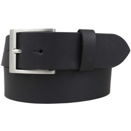 BELTINGER Belt with Stainless Steel Belt Buckle Made of Full Buffalo Leather, 4 cm, Jeans Belt for Men and Women, 40 mm, Leather Belt Made of Buffalo Leather, 4 cm, black, silver