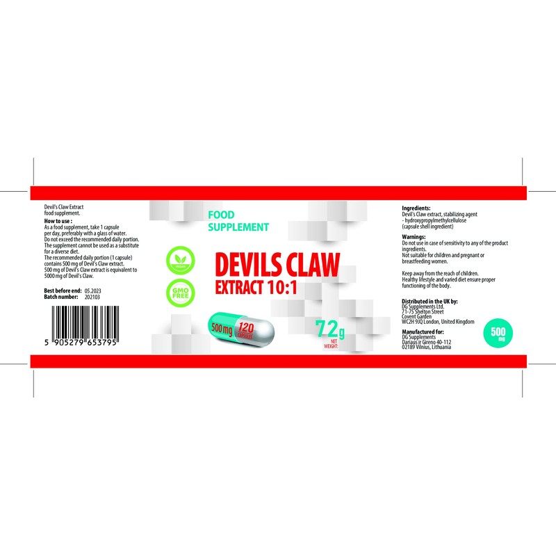 Devils Claw 10:1 Extract (5000mg Equivalent) 120 Vegan Capsules, 3rd