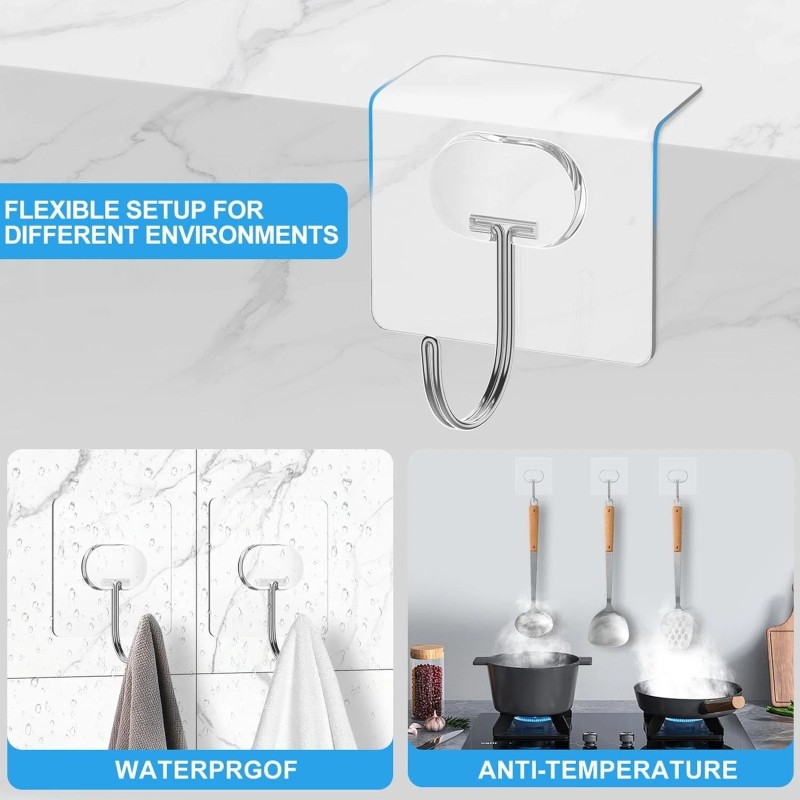 JINSHUNFA Large Adhesive Hooks for Hanging Heavy Duty Wall Hooks