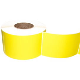 Compulabel Thermal Transfer Shipping Labels, 4 inch x 6 1/2 inch, Yellow, Permanent Adhesive, Perforations Between Labels, 900 Per Roll, 4 Rolls