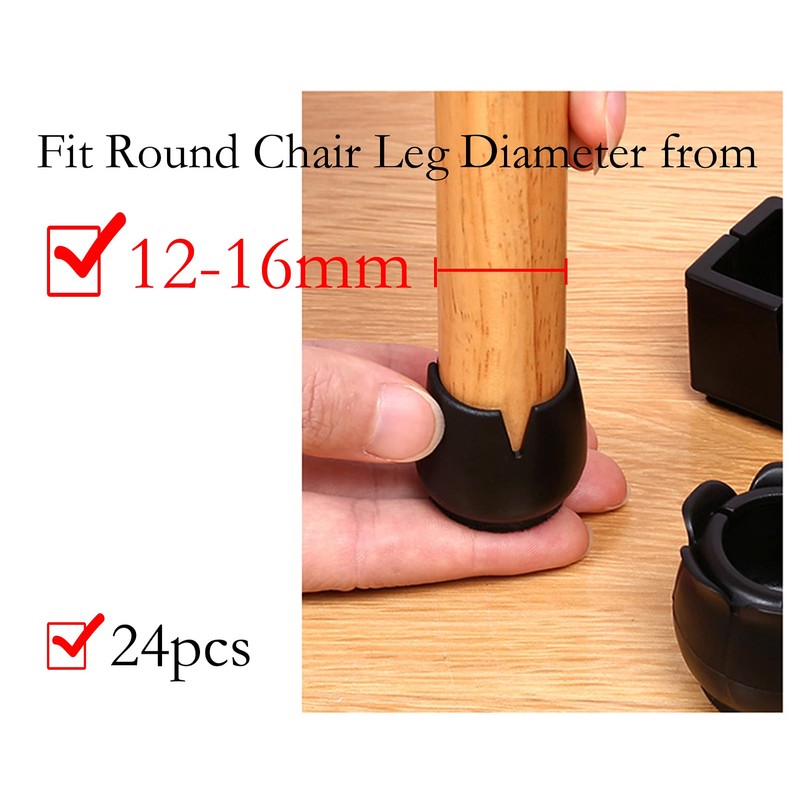 Antrader 24pcs Silicone Black Furniture Pads with Felt Pads Floor