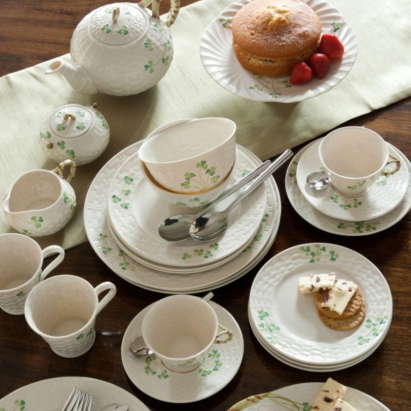 Belleek Classic Shamrock Coffee Creamer Container - Porcelain Milk Jug