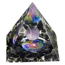 Rockcloud Tree of Life Orgone Pyramid Crystal Stone Energy Generator Blanacing Chakra for Yoga Reiki Meditaion, Amethyst