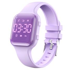 Kids Step Counter Watch, Digital Pedometer, Fitness Tracker Wristwatch, Waterproof Sport Watch, for Children Boys Girls Teens(Mirror Purple)