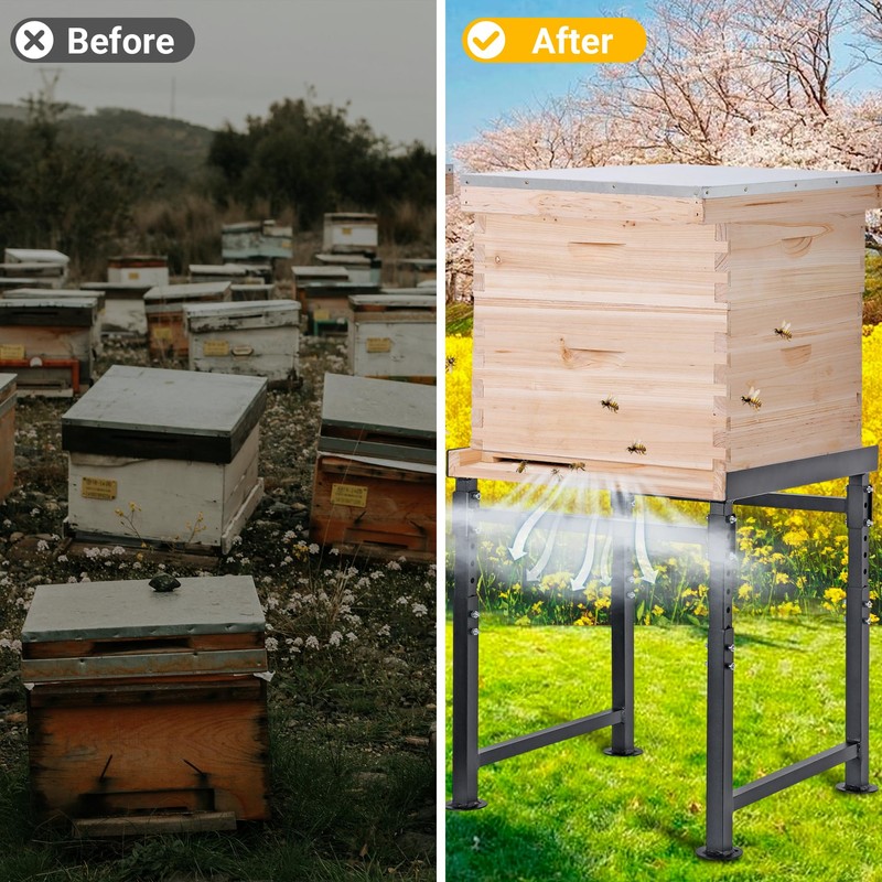 Neorexon Adjustable Metal Hive Stand - 2Pack, Sturdy Beehive Stand