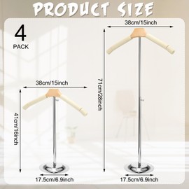 Soaoo Flexible Shoulder Stand Adjustable T Shirt Display Beige Coat Hanger Stand Portable Hanging Clothing Display Rack Garment Coat Holder for Retail Vendor, Height 16-27.9 Inch(4 Pcs)