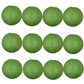 A Liittle Tree -12 PCs Round Paper Lanterns Wedding Party Christmas New Year (Green, 14")