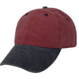 E-Flag Pigment Dyed Washed Cotton Cap - Adjustable Hat (47 Styles/Colors) (Burgundy/Navy)