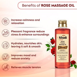 Generic K'hadi Omoros'e Premium and Organic Rose Massage Oil (Enriched with Almond Oil,Olive Oil, Jojoba Oil, Sesame Oil and Vitamin E)-210ml