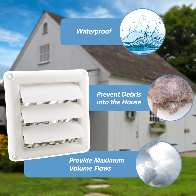 Cenipar 6" Louvered Vent Cover for External Wall Vent Cover